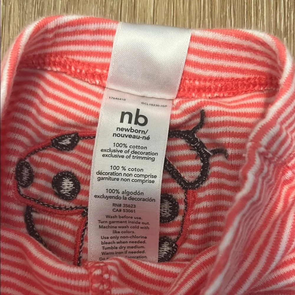 Carter's Pink Striped Leggings with Ladybug
